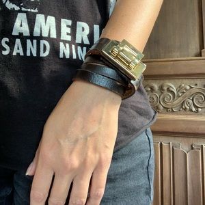 Brown Leather Triple Wrap Bracelet